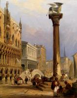 Edward Pritchett - A View Of St Marks Column And The Doges Palace Venice
